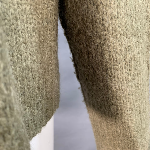 RAQUEL ALLEGRA Taille 2 Pull en maille mélangée alpaga vert blanc jaune motif œil