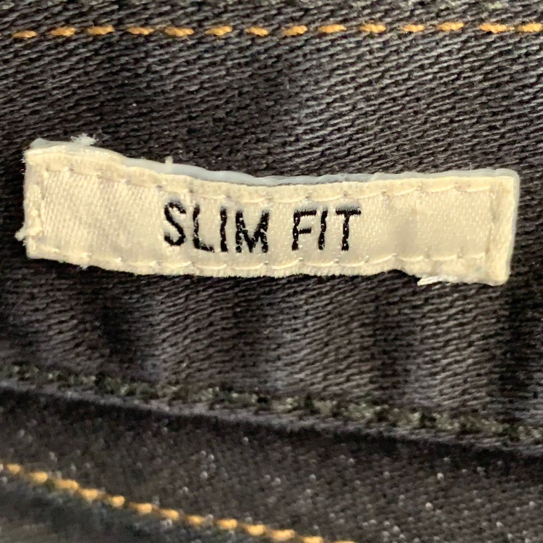 TODD SNYDER Size 38 Black Cotton Blend Tapered Zip Fly Jeans