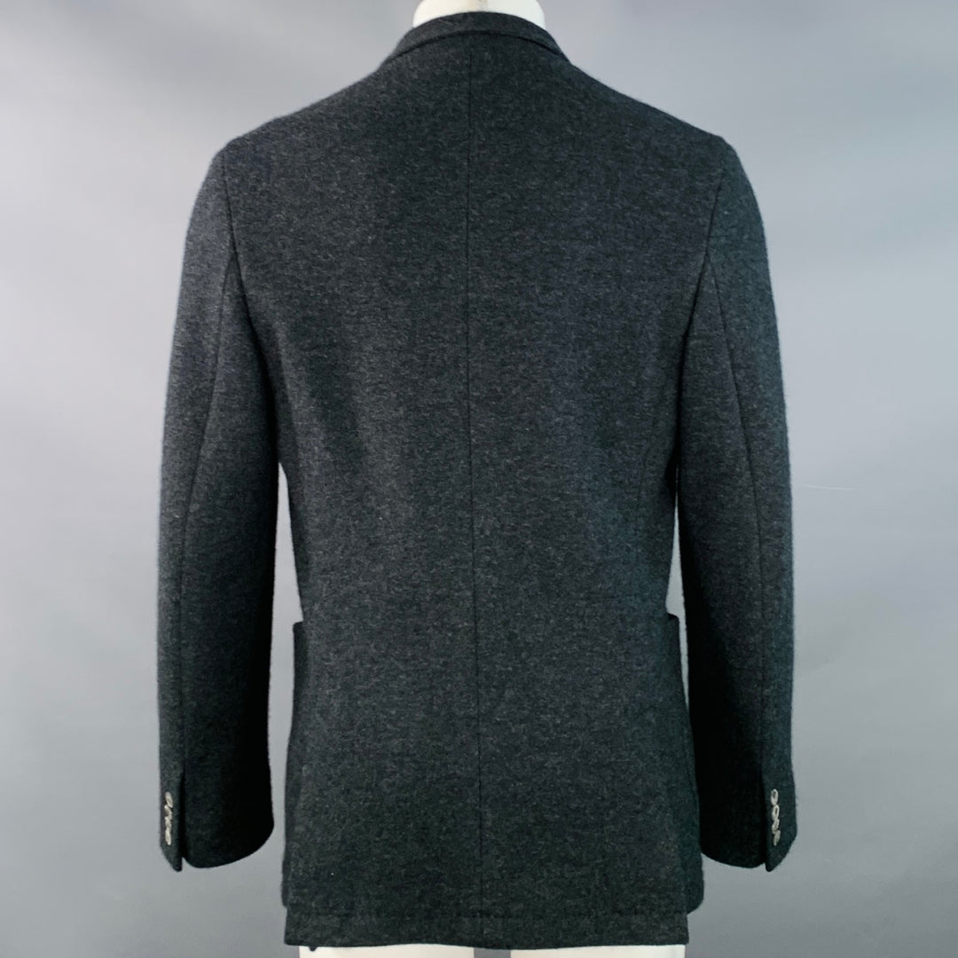 FEDELI Size 40 Grey Black Cashmere Single Breasted Pop Up Collar Coat