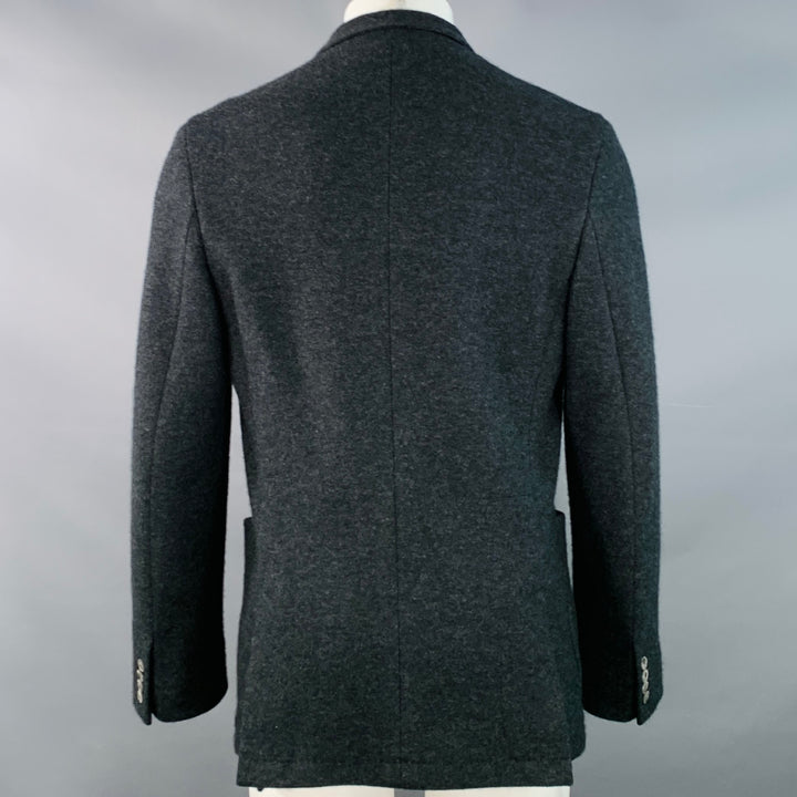 FEDELI Size 40 Grey Black Cashmere Single Breasted Pop Up Collar Coat
