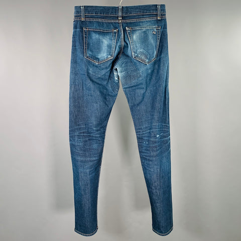 RAG & BONE Size 30 Blue Contrast Stitch Cotton Straight Selvedge Jeans