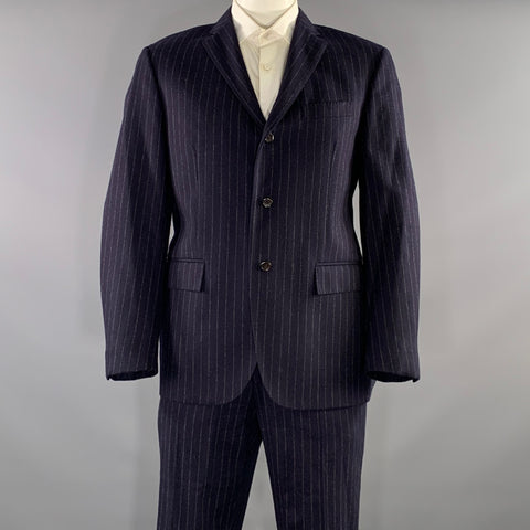 POLO by RALPH LAUREN Chest Size 44 Navy Grey Pinstripe Wool Cashmere 36 30 Suit