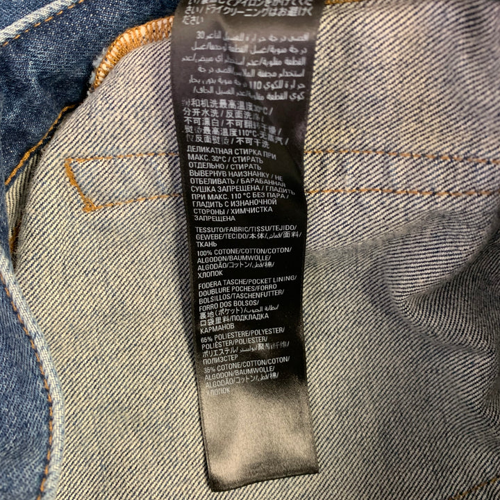 BALENCIAGA Size 31 Indigo Wash Denim Distressed Button Fly Jeans