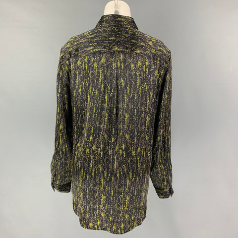 EQUIPMENT FEMME Size L Black Green Print Button Up Shirt