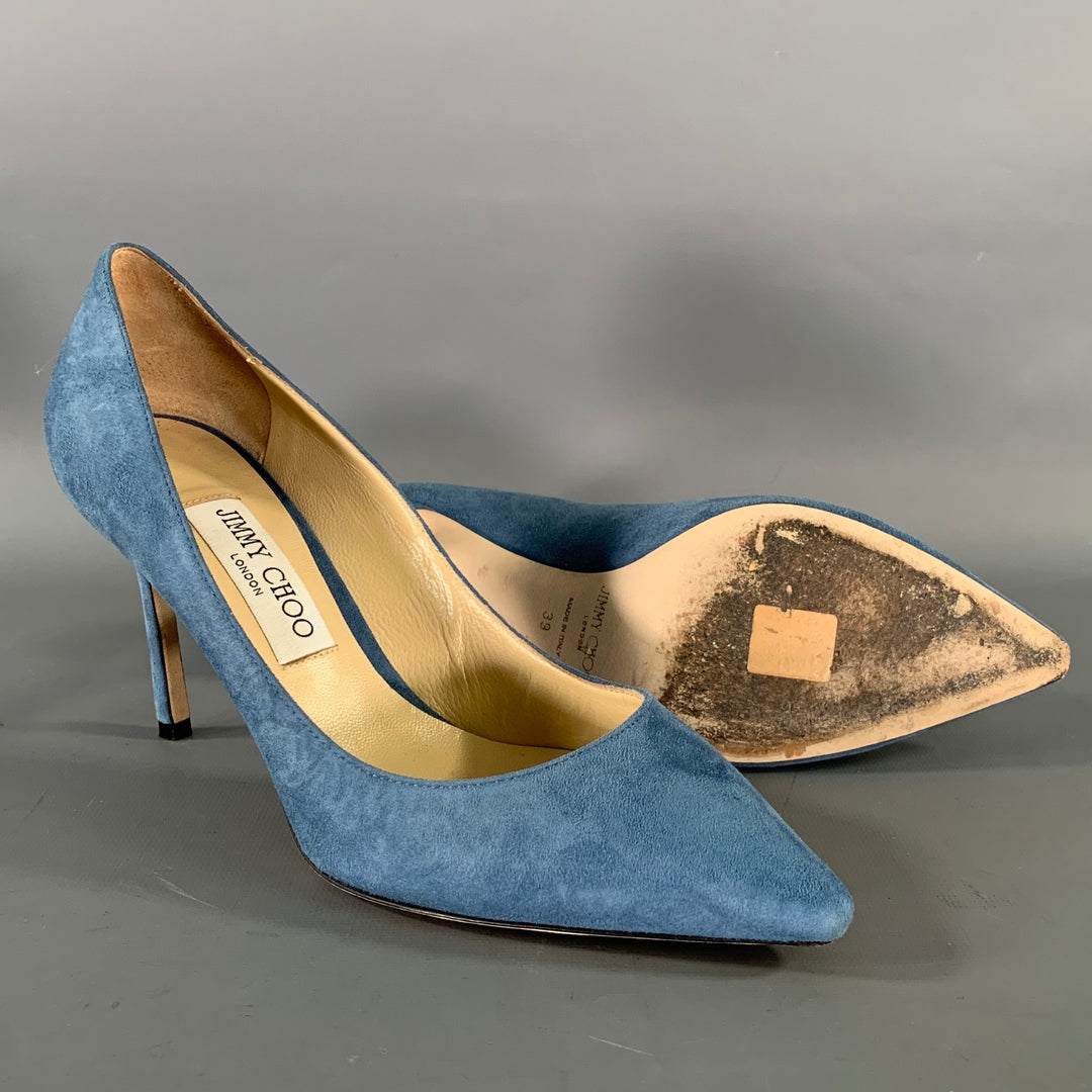 JIMMY CHOO Size 9 Blue Suede J0001474039 Suede Pumps