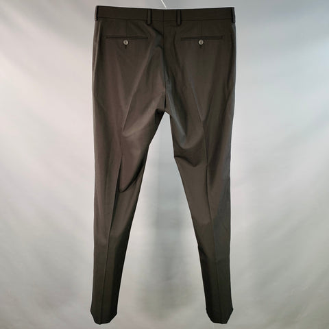 VALENTINO Size 34 Black Navy Polyester Virgin Wool Flat Front Dress Pants
