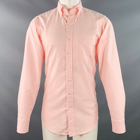 DRAKES LONDON Size M Pink Cotton Button Down Collar One Pocket Long Sleeve Shirt