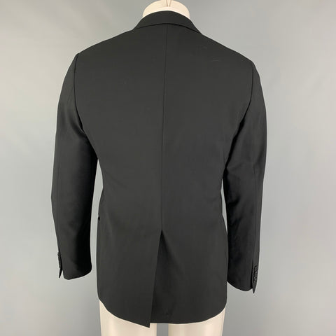 LANVIN Size 38 Black Wool Lycra Tuxedo Sport Coat
