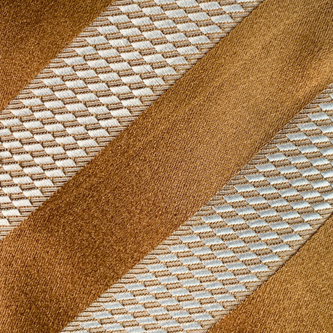 ERMENEGILDO ZEGNA One Size Brown Light Blue Diagonal Stripe Silk Cotton Tie