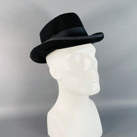 DORFMAN PACIFIC Vintage Black Wool Felt Fedora Hat