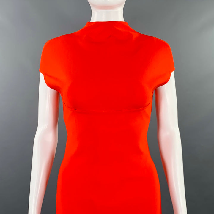 ALAIA Size 4-Sculpting Corset Red Viscose Blend Cap Sleeves Maxi Gown Dress