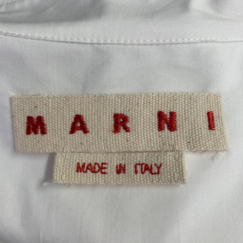 MARNI Size XS White Sequined Cotton Oversized Long Sleeve Shirt
