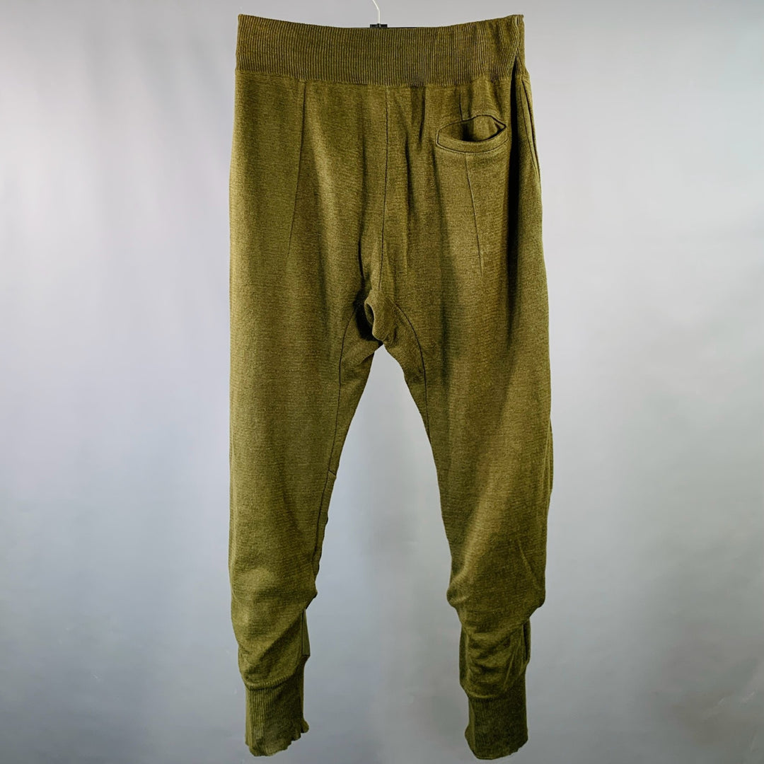 HAIDER ACKERMANN Size M Pulau Olive Knit Linen Blend Elastic Waistband Casual Pants