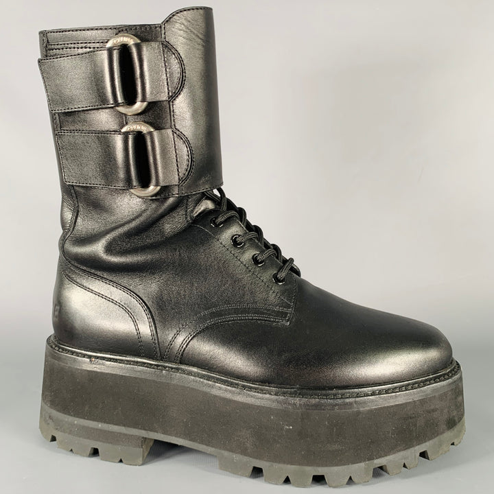 CELINE Size 8 SS23 -Bulky Maxx- Black Leather Platform Boots