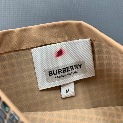 BURBERRY LONDON Size M Cindy Gem Silver Nude Checkered Polyamide Blend Gloves