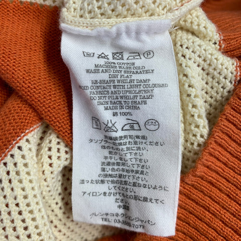 YMC Taille M Pull à motif rayé orange crème en coton mélangé