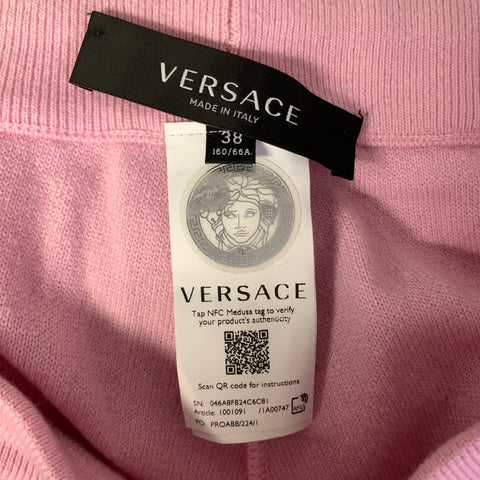 VERSACE Size S Pink Cashmere Blend Greca Sweatpants Casual Pants