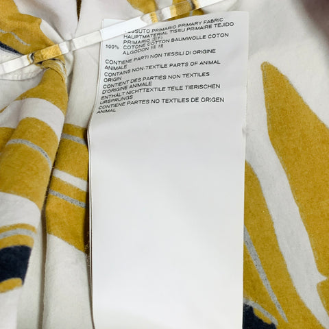MARNI Taille XS Chemise manches courtes en coton à boutonnage avec motif feuilles blanches, kaki et noires