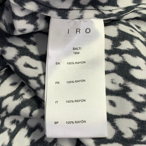 IRO Size 4 Black White Rayon Animal Print Two Pockets Shirt