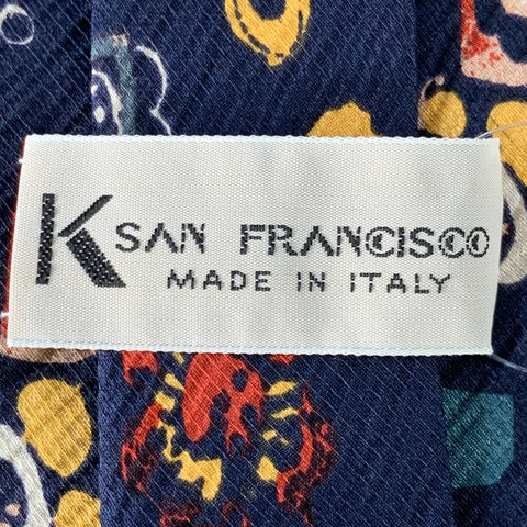 K SAN FRANCISCO Navy Multi Color Abstract Tie