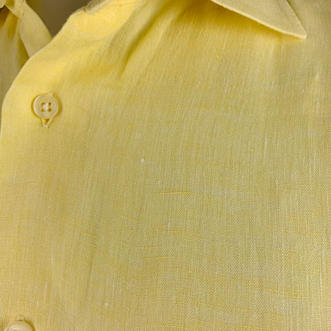 SAKS FIFTH AVENUE Size L Yellow Linen Button Up Long Sleeve Shirt