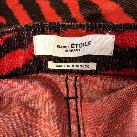 ISABEL MARANT Size 4 Red Black Cotton Blend Animal Print Straight leg Jeans