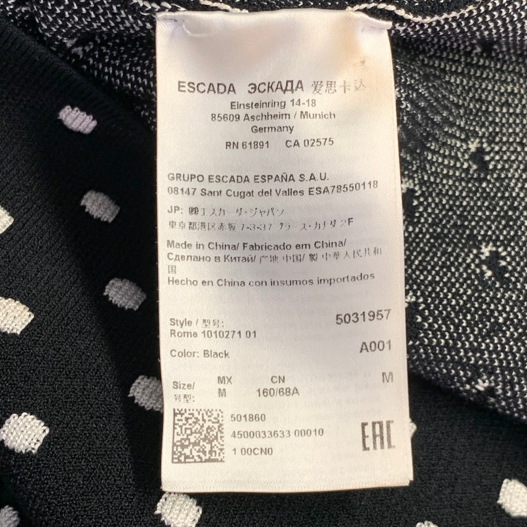 ESCADA Size M Black White Viscose Blend Polka Dot Pencil Midi Skirt