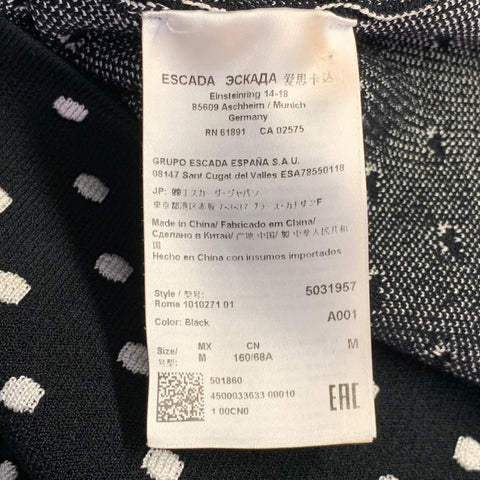 Jupe crayon mi-longue à pois ESCADA taille M en mélange de viscose noir et blanc