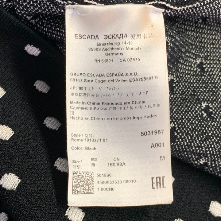 ESCADA Size M Black White Viscose Blend Polka Dot Pencil Midi Skirt