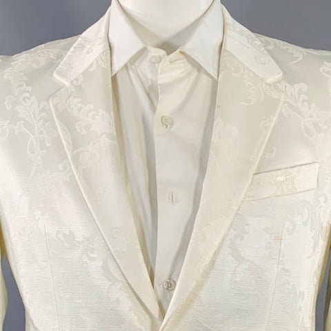 MOODS OF NORWAY Size 42 White Jacquard Cotton Blend Notch Lapel Sport Coat