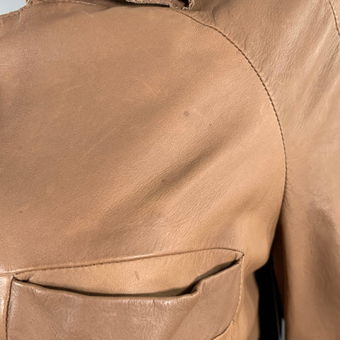 MARNI Size 4 Brown Leather Calfskin Snaps Jacket Blazer