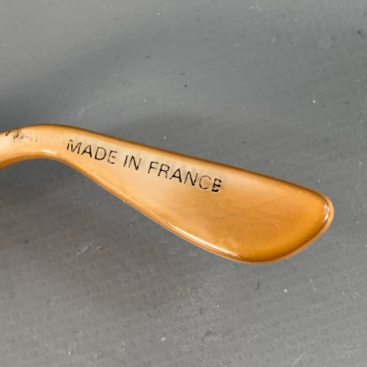 EMMANUELLE KHANH Vintage Tan Brown Snakeskin Leather Acetate Square Sunglasses