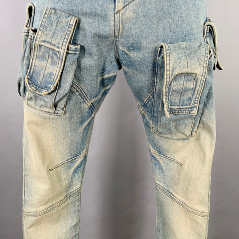 Jean cargo droit en denim bleu JULIUS JAPAN taille 34