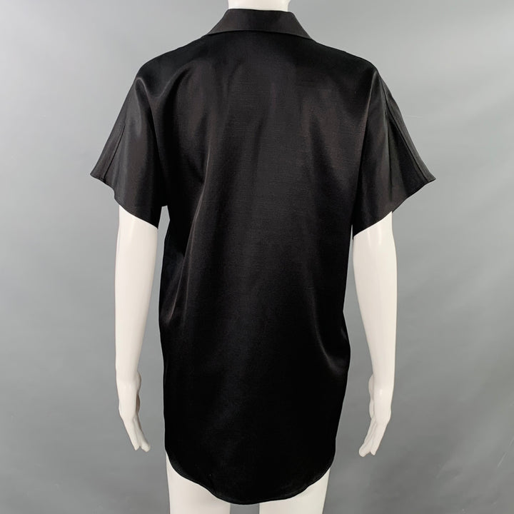 THE ROW Size XS Giuseppina Black Silk Wool Short Sleeve Casual Top