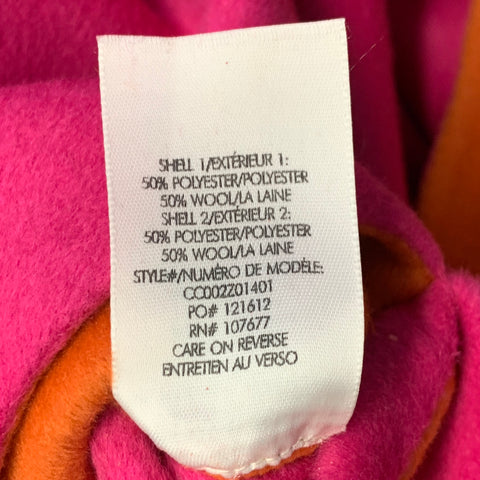 ALICE + OLIVIA Size XS Orange Pink Polyester Wool Reversible Belted Coat