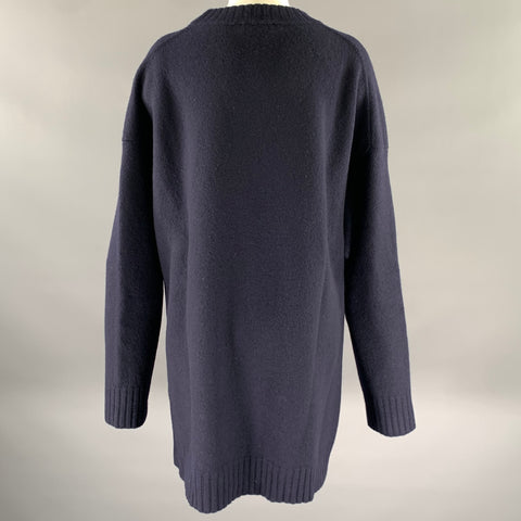 JIL SANDER Size M Navy Wool Crew-Neck Sweater