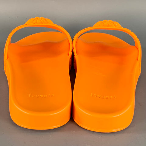 VERSACE Size 9.5 Orange Medusa Acetate Slip On Slide Sandals
