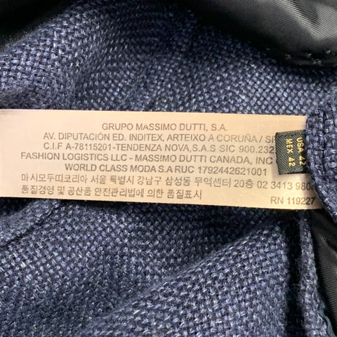 MASSIMO DUTTI Size 42 Blue Woven Linen Wool Single Breasted Sport Coat