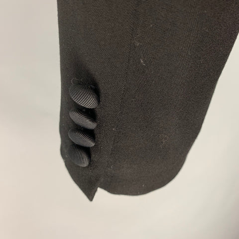 NEIMAN MARCUS Size 40 Black Wool Single Button Tuxedo Sport Coat