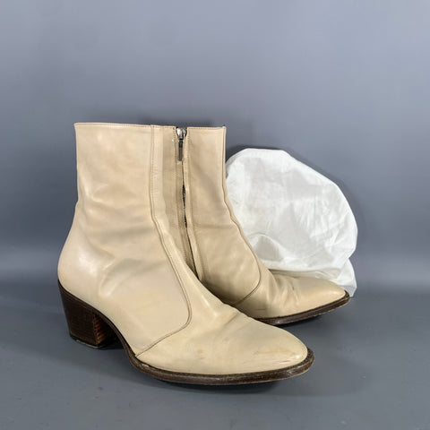 ALESSANDRO VASINI Size 9 Cream Leather Chelsea Boots