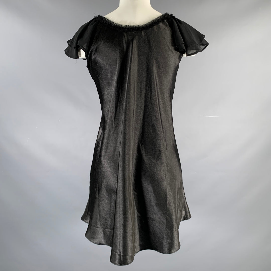 OSCAR DE LA RENTA Size S Black Polyester Mixed Fabrics Butterfly Sleeve Dress