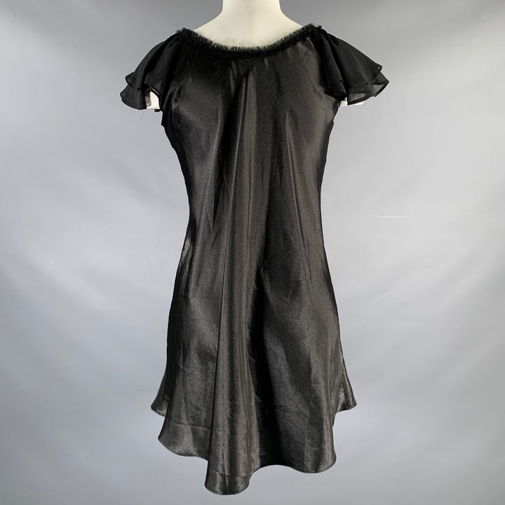 OSCAR DE LA RENTA Size S Black Polyester Mixed Fabrics Butterfly Sleeve Dress