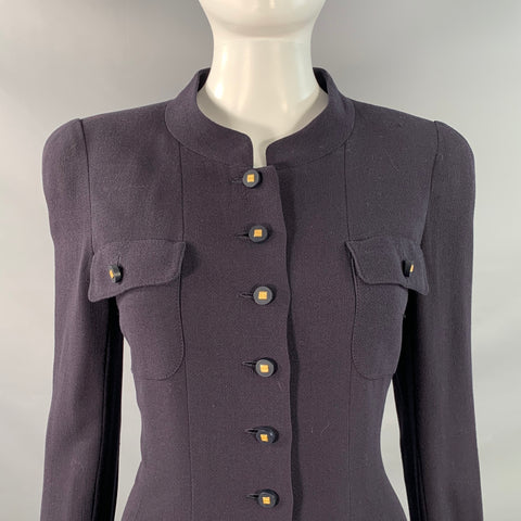 CHANEL Vintage 1996 Size 6 Navy Long Sleeve Below Knee Dress