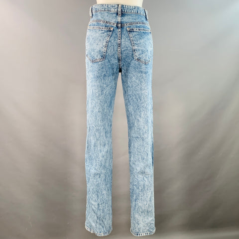 KHAITE Size 27 Danielle Blue Cotton Washed High Waisted Straight Jeans