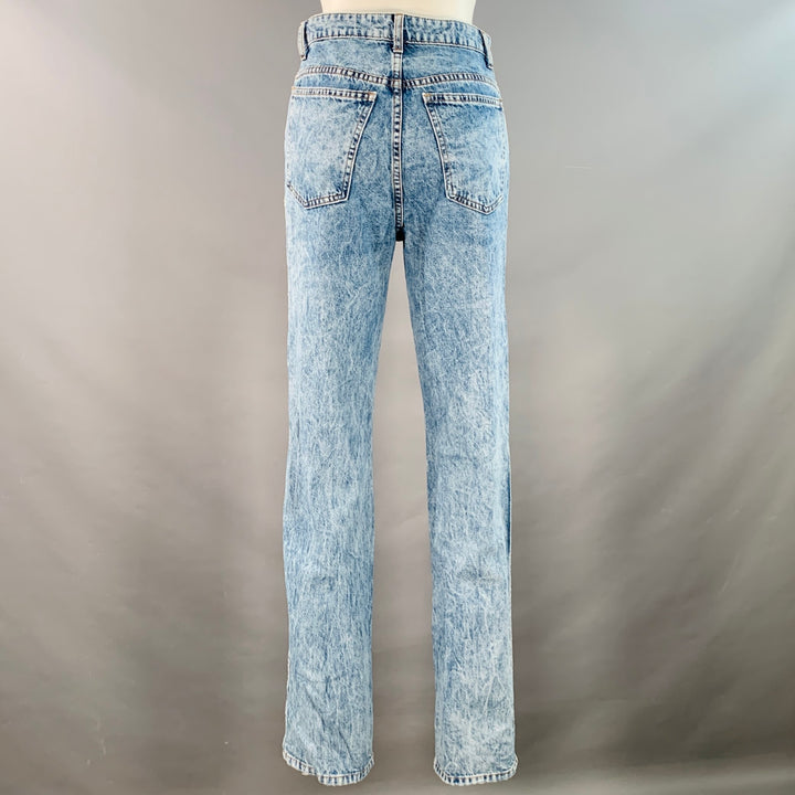 KHAITE Size 27 Danielle Blue Cotton Washed High Waisted Straight Jeans