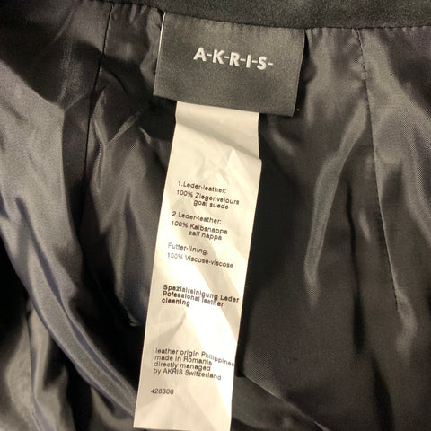 AKRIS Size L Black Suede Mixed Fabrics Goat calf Jacket Indoor Blazer