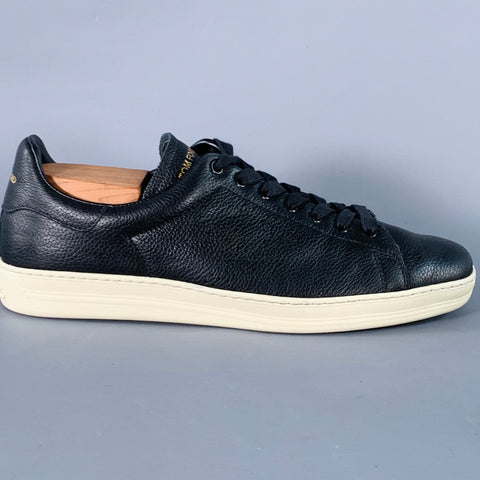 TOM FORD Size 11 Warwick Black Perforated Leather Low Top Sneakers