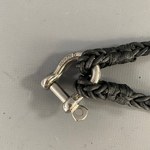 OUTLIER Black Braided Leather Metal Keychain