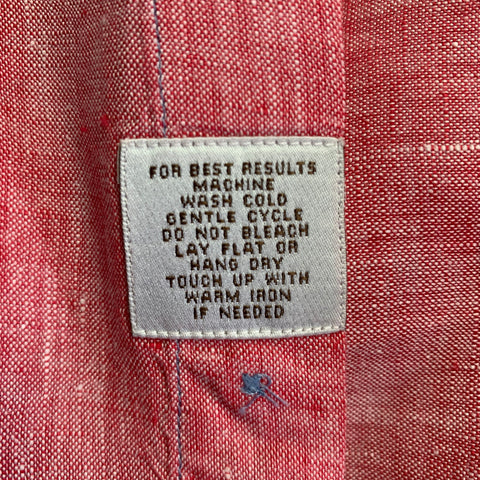 PETER MILLAR Size L Heather Red Linen One Pocket Short Sleeve Shirt