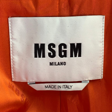 MSGM Size S Orange Cotton Velvet Double Breasted Peak Lapel Jacket Blazer